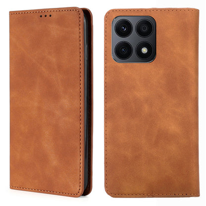 For Honor X8a 4G Card Holder PU Leather Flip Case Stand Skin-touch Feeling Cell Phone Cover