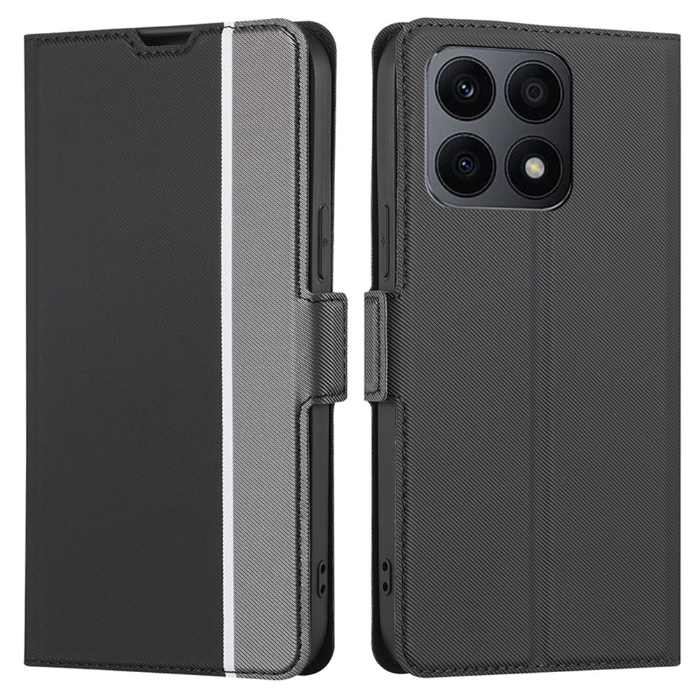 For Honor X8a 4G Twill Texture Phone Cover Card Holder Stand Anti-Scratch TPU+PU Leather Case
