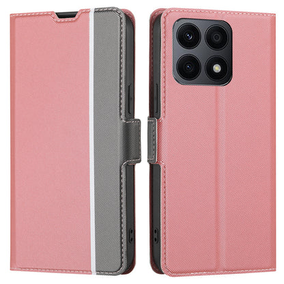 For Honor X8a 4G Twill Texture Phone Cover Card Holder Stand Anti-Scratch TPU+PU Leather Case