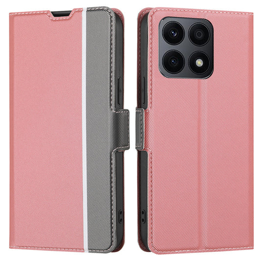 For Honor X8a 4G Twill Texture Phone Cover Card Holder Stand Anti-Scratch TPU+PU Leather Case