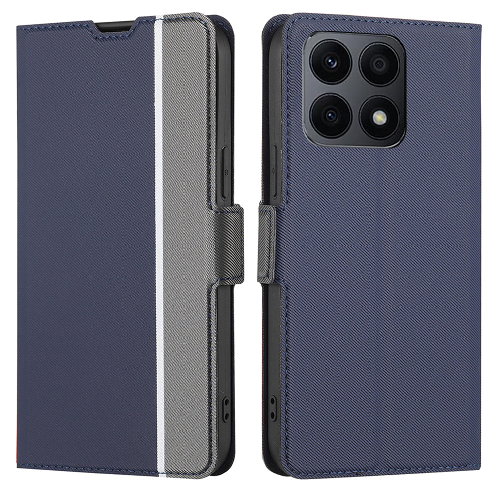 For Honor X8a 4G Twill Texture Phone Cover Card Holder Stand Anti-Scratch TPU+PU Leather Case