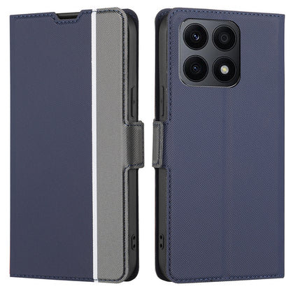 For Honor X8a 4G Twill Texture Phone Cover Card Holder Stand Anti-Scratch TPU+PU Leather Case
