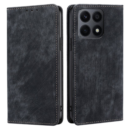 For Honor X8a 4G Phone Protective Cover Magnetic Leather Wallet Phone Stand Case with RFID Blocking Function