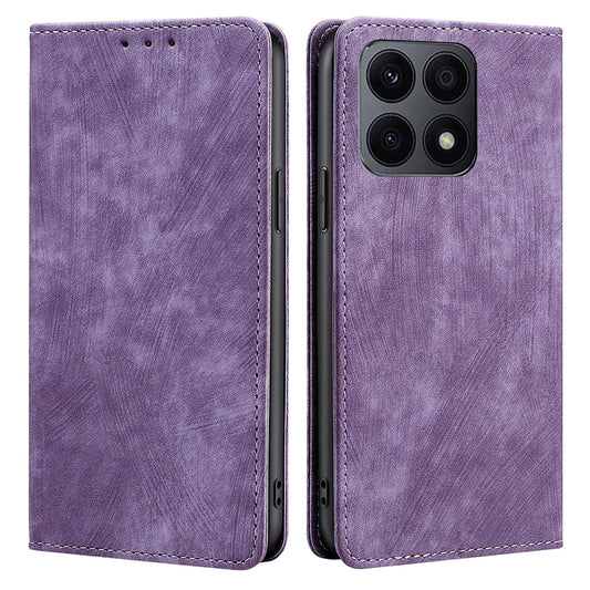 For Honor X8a 4G Phone Protective Cover Magnetic Leather Wallet Phone Stand Case with RFID Blocking Function