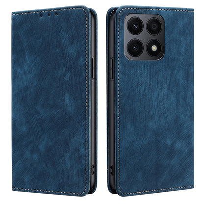 For Honor X8a 4G Phone Protective Cover Magnetic Leather Wallet Phone Stand Case with RFID Blocking Function