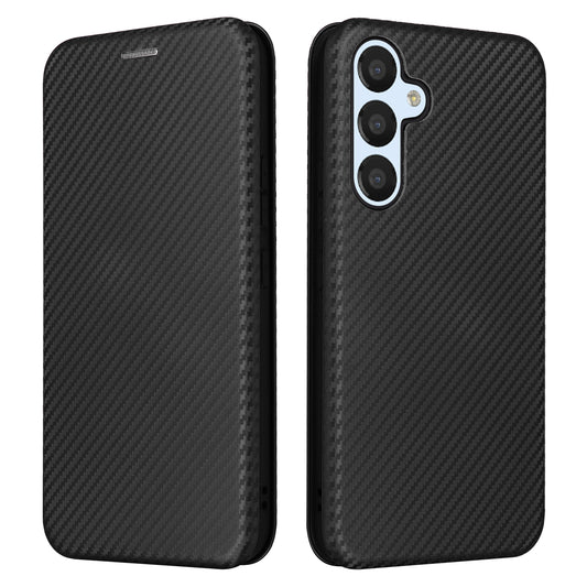 For Samsung Galaxy M14 5G Leather Anti-drop Cover Carbon Fiber Texture Phone Stand Case with Card Holder