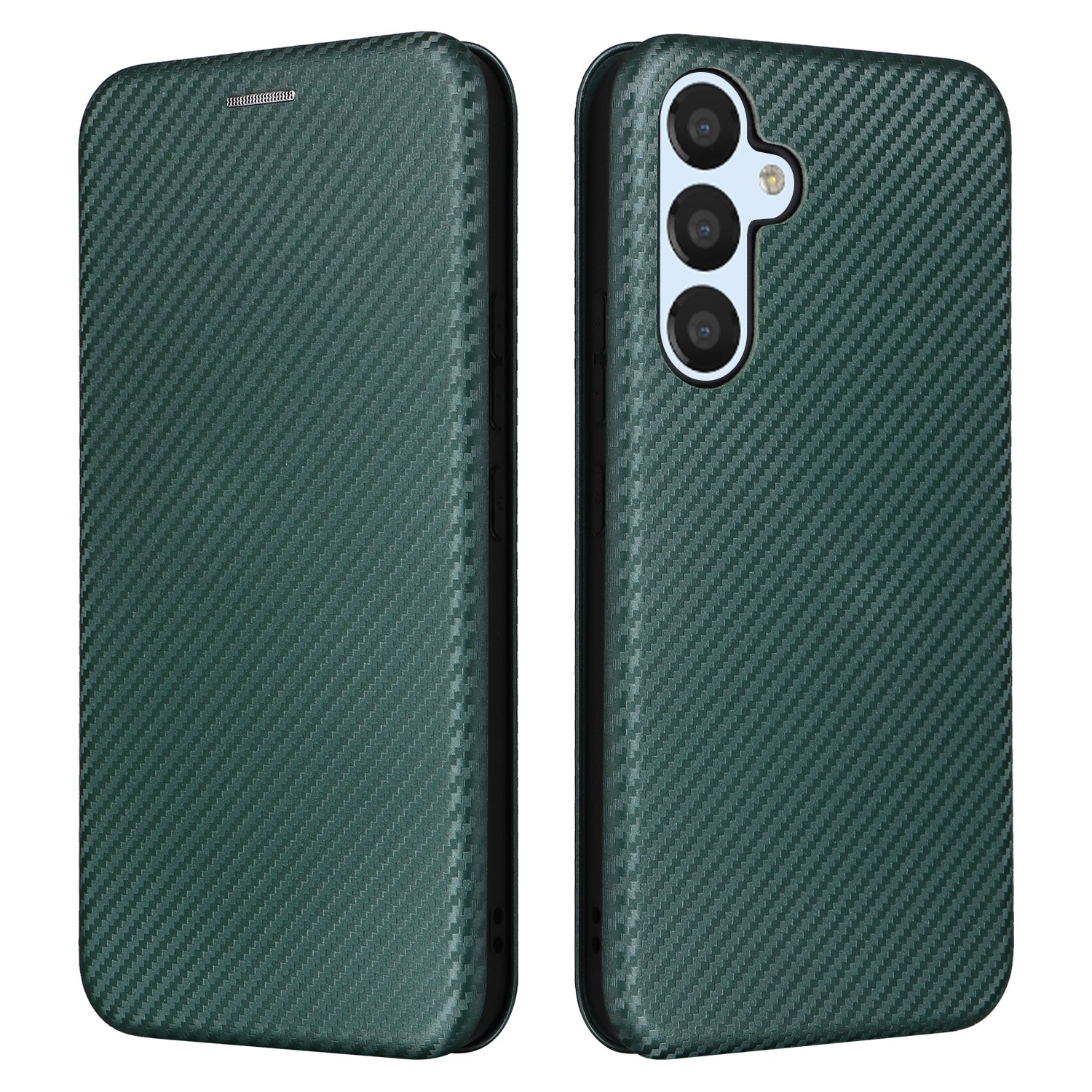 For Samsung Galaxy M14 5G Leather Anti-drop Cover Carbon Fiber Texture Phone Stand Case with Card Holder