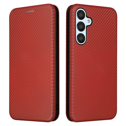 For Samsung Galaxy M14 5G Leather Anti-drop Cover Carbon Fiber Texture Phone Stand Case with Card Holder