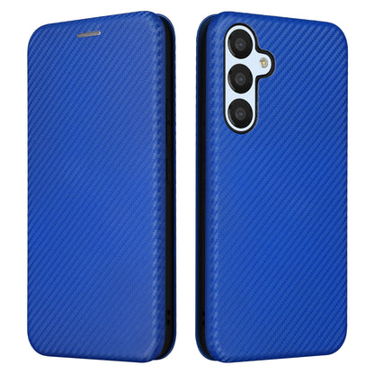 For Samsung Galaxy M14 5G Leather Anti-drop Cover Carbon Fiber Texture Phone Stand Case with Card Holder