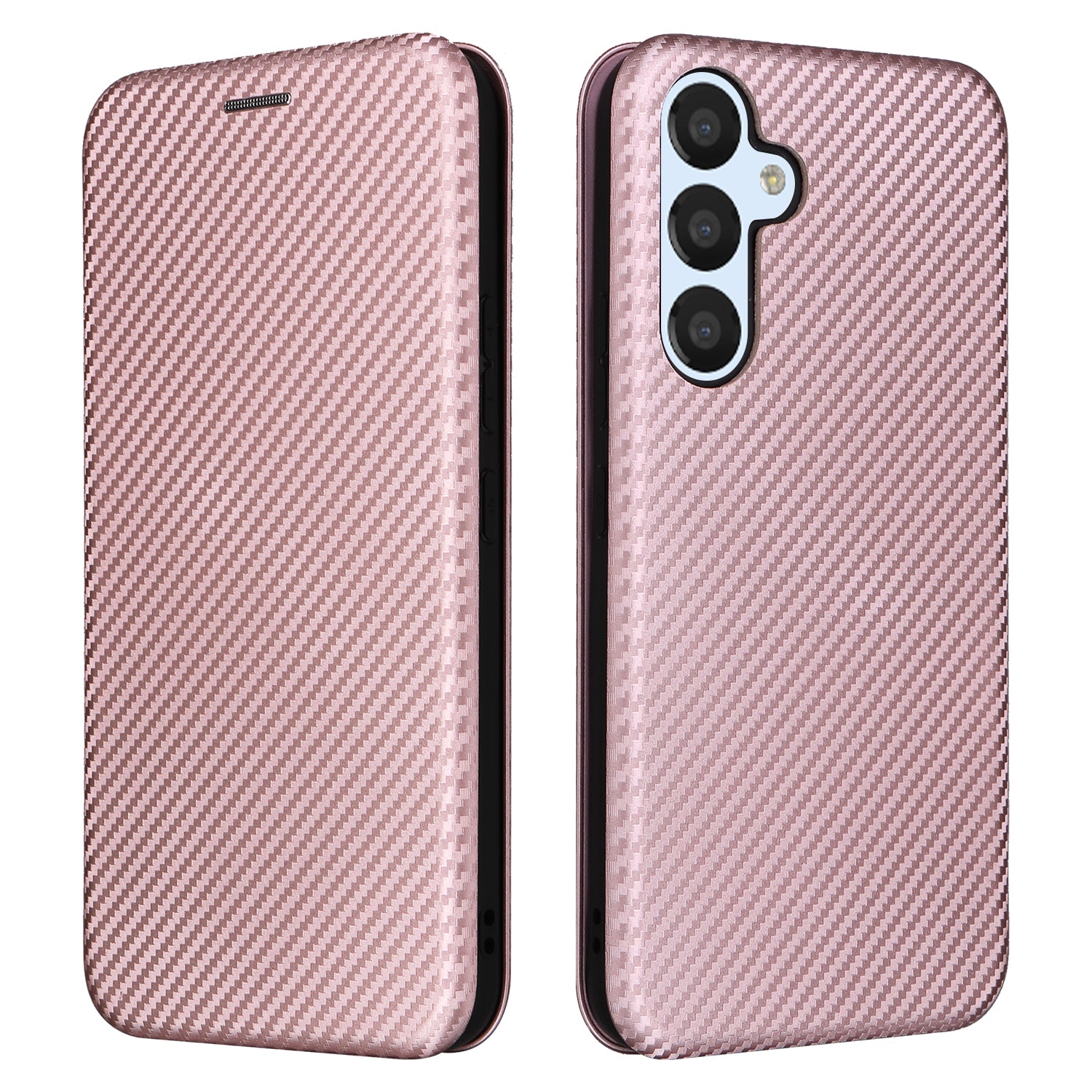 For Samsung Galaxy M14 5G Leather Anti-drop Cover Carbon Fiber Texture Phone Stand Case with Card Holder