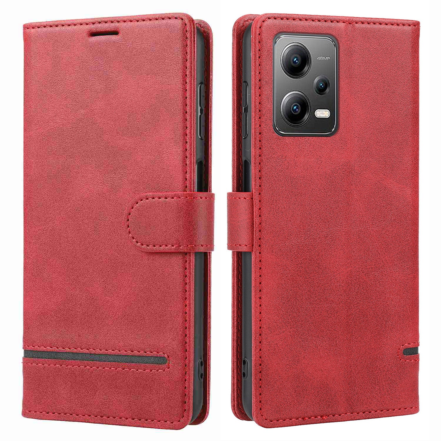 For Xiaomi Redmi Note 12 5G (Global) / (India) / (China)  / Poco X5 5G Horizontal Line Leather Case Stand Wallet Cover