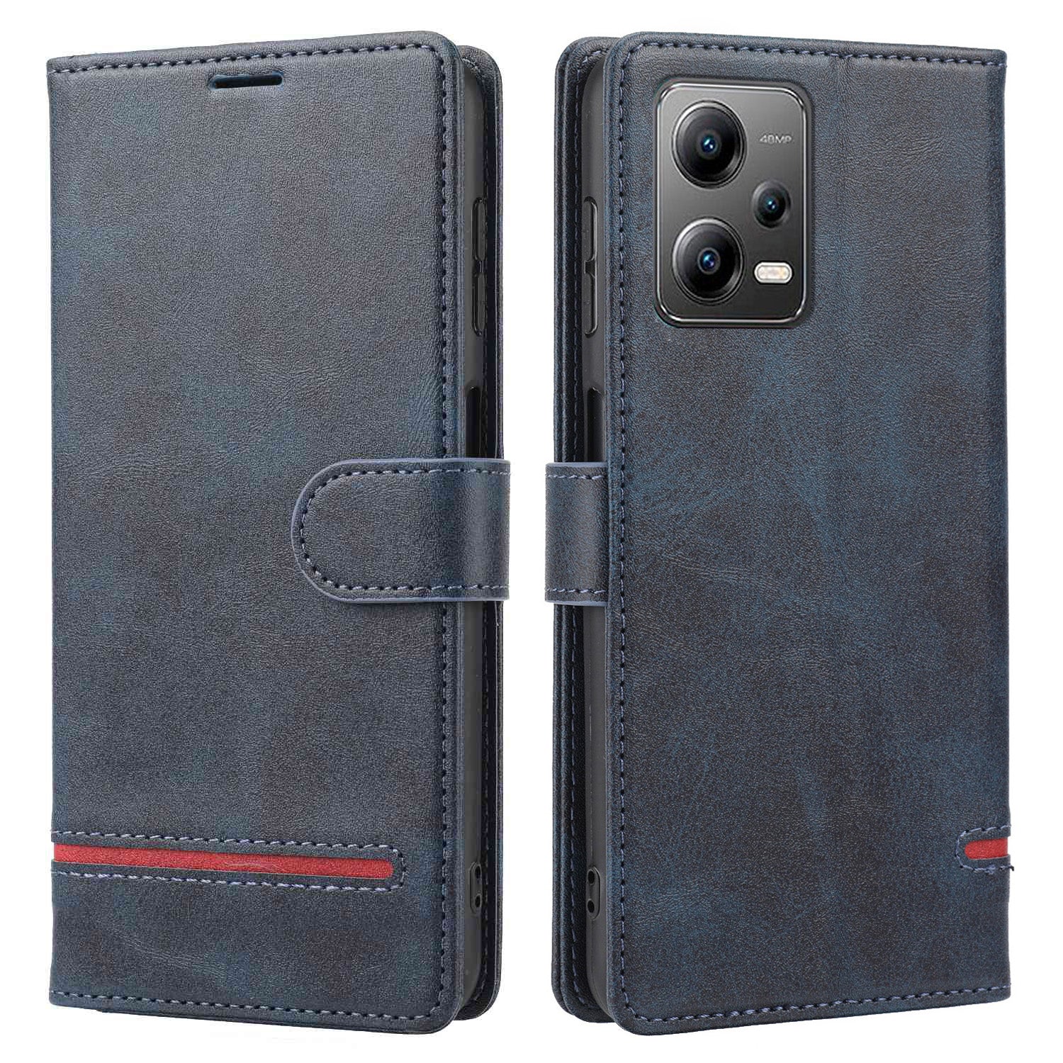 For Xiaomi Redmi Note 12 5G (Global) / (India) / (China)  / Poco X5 5G Horizontal Line Leather Case Stand Wallet Cover