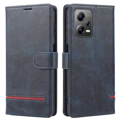 For Xiaomi Redmi Note 12 5G (Global) / (India) / (China)  / Poco X5 5G Horizontal Line Leather Case Stand Wallet Cover