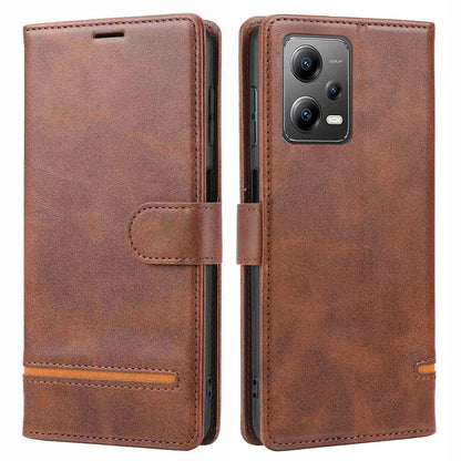 For Xiaomi Redmi Note 12 5G (Global) / (India) / (China)  / Poco X5 5G Horizontal Line Leather Case Stand Wallet Cover