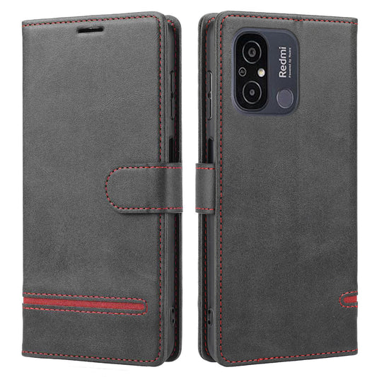 For Xiaomi Redmi 12C 4G / 11A 4G / Poco C55 4G Stand Wallet Cover Horizontal Line Leather Case
