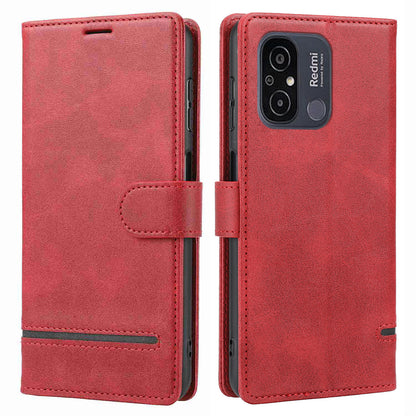 For Xiaomi Redmi 12C 4G / 11A 4G / Poco C55 4G Stand Wallet Cover Horizontal Line Leather Case
