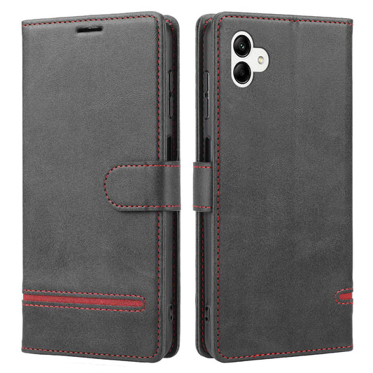 For Samsung Galaxy A04e 4G / F04 4G / M04 4G Horizontal Line PU Leather Flip Stand Case Wallet Cover
