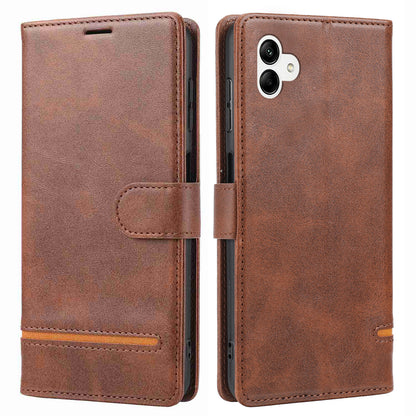 For Samsung Galaxy A04e 4G / F04 4G / M04 4G Horizontal Line PU Leather Flip Stand Case Wallet Cover
