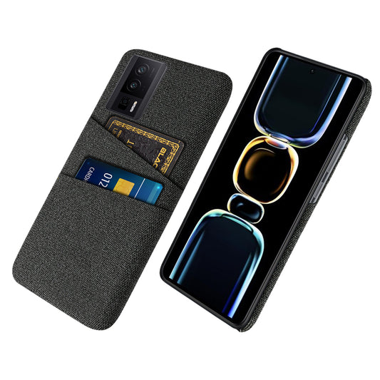 For Xiaomi Poco F5 Pro 5G / Redmi K60 Pro 5G / K60 5G Hard PC + Cloth Phone Case Protective Cover with 2 Card Slots