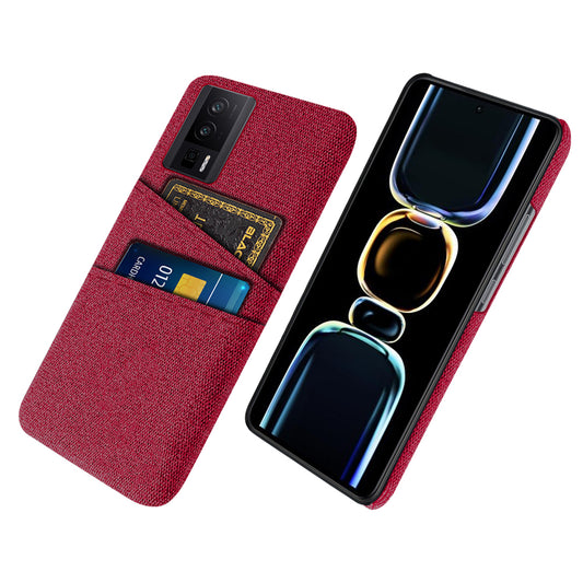 For Xiaomi Poco F5 Pro 5G / Redmi K60 Pro 5G / K60 5G Hard PC + Cloth Phone Case Protective Cover with 2 Card Slots