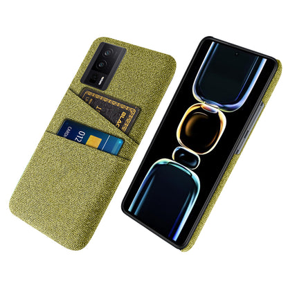 For Xiaomi Poco F5 Pro 5G / Redmi K60 Pro 5G / K60 5G Hard PC + Cloth Phone Case Protective Cover with 2 Card Slots