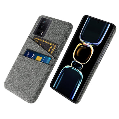 For Xiaomi Poco F5 Pro 5G / Redmi K60 Pro 5G / K60 5G Hard PC + Cloth Phone Case Protective Cover with 2 Card Slots