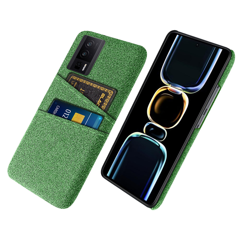 For Xiaomi Poco F5 Pro 5G / Redmi K60 Pro 5G / K60 5G Hard PC + Cloth Phone Case Protective Cover with 2 Card Slots