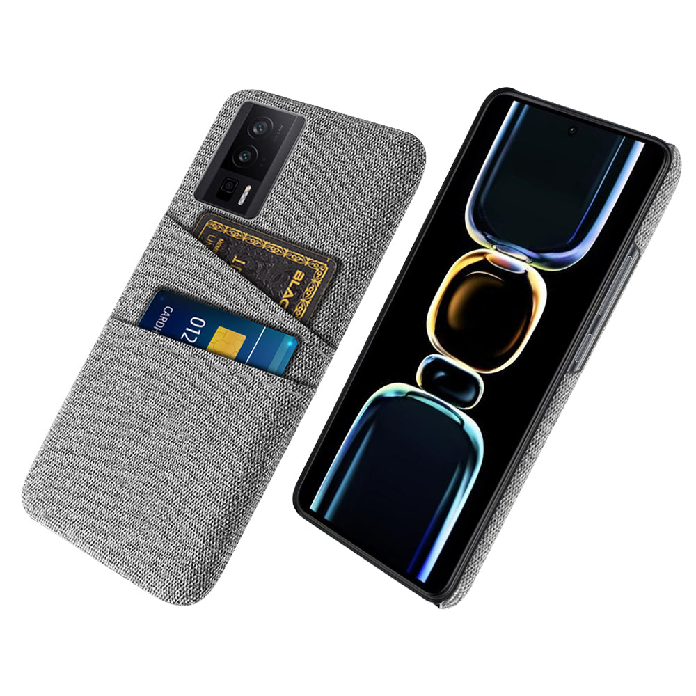 For Xiaomi Poco F5 Pro 5G / Redmi K60 Pro 5G / K60 5G Hard PC + Cloth Phone Case Protective Cover with 2 Card Slots
