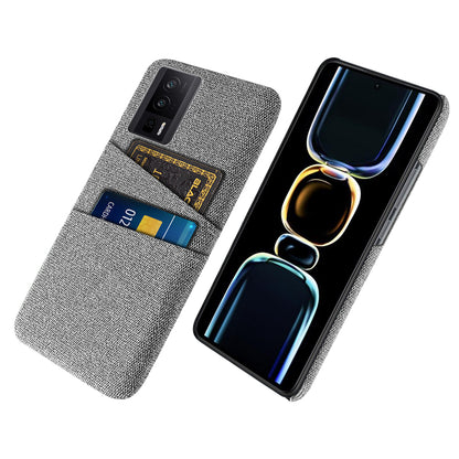 For Xiaomi Poco F5 Pro 5G / Redmi K60 Pro 5G / K60 5G Hard PC + Cloth Phone Case Protective Cover with 2 Card Slots