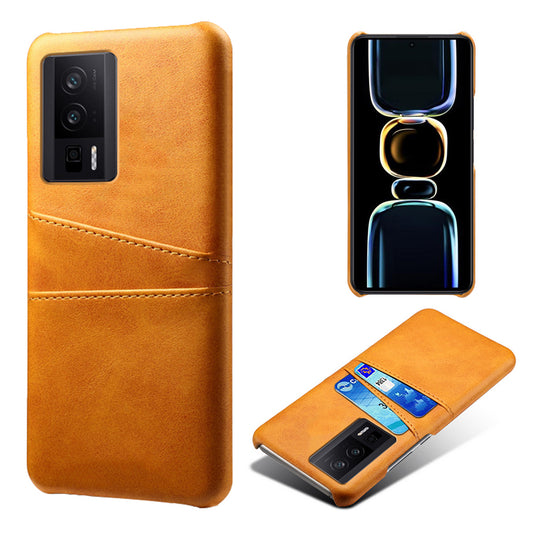 For Xiaomi Poco F5 Pro 5G / Redmi K60 Pro 5G / K60 5G PU Leather + Hard PC Phone Case Dual Card Holder Ultra Thin Protective Shell Cover
