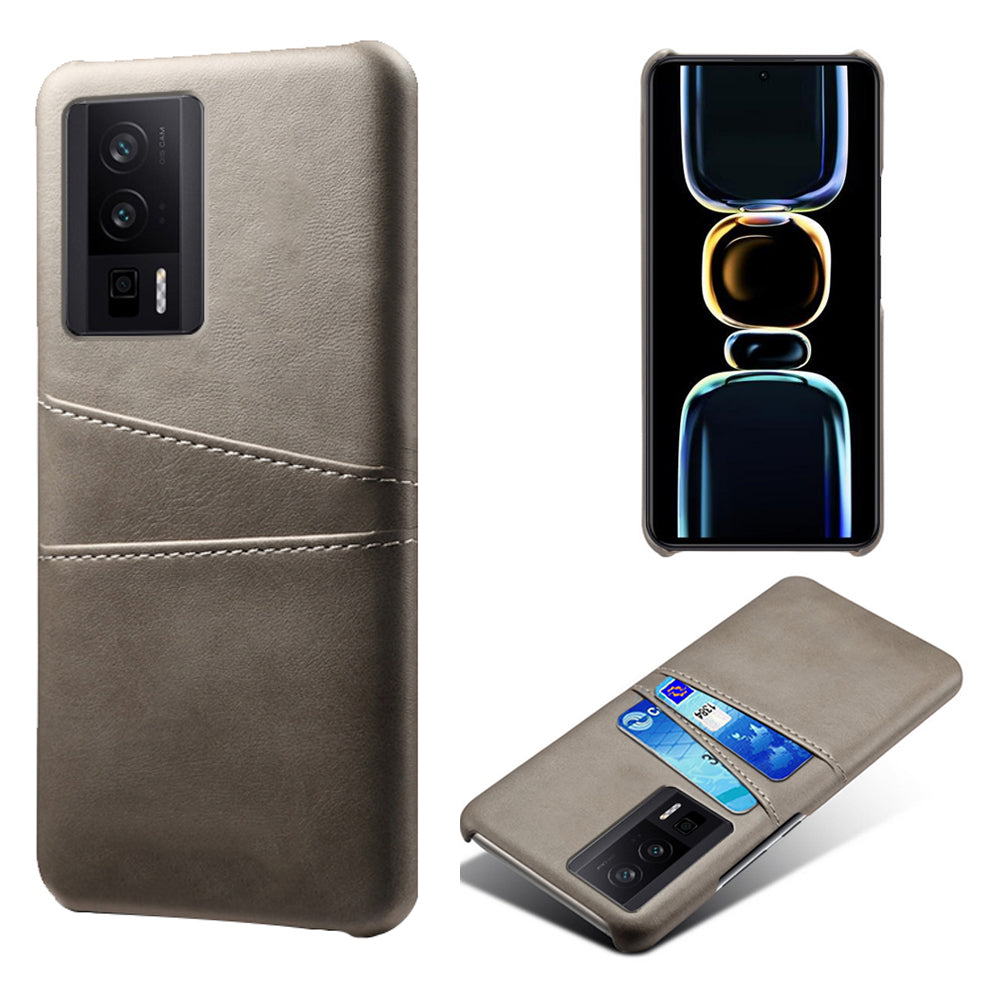 For Xiaomi Poco F5 Pro 5G / Redmi K60 Pro 5G / K60 5G PU Leather + Hard PC Phone Case Dual Card Holder Ultra Thin Protective Shell Cover
