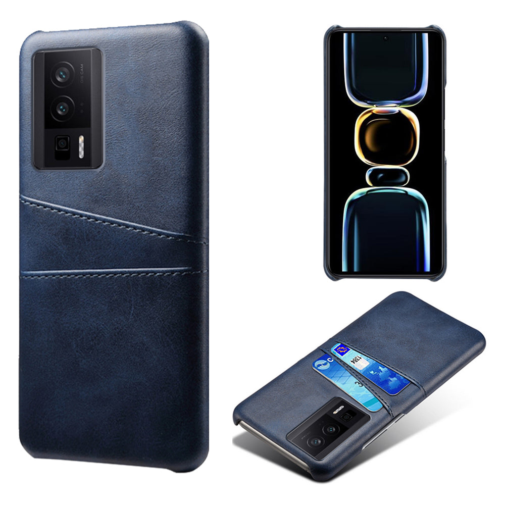 For Xiaomi Poco F5 Pro 5G / Redmi K60 Pro 5G / K60 5G PU Leather + Hard PC Phone Case Dual Card Holder Ultra Thin Protective Shell Cover