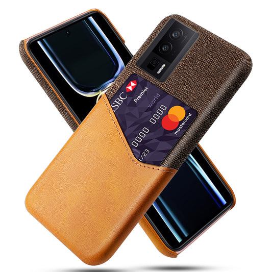 For Xiaomi Poco F5 Pro 5G / Redmi K60 Pro 5G / K60 5G PU Leather Coated PC Card Holder Case Cloth Texture Anti-Slip Phone Cover