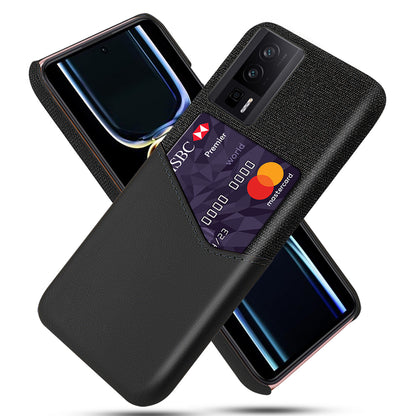 For Xiaomi Poco F5 Pro 5G / Redmi K60 Pro 5G / K60 5G PU Leather Coated PC Card Holder Case Cloth Texture Anti-Slip Phone Cover