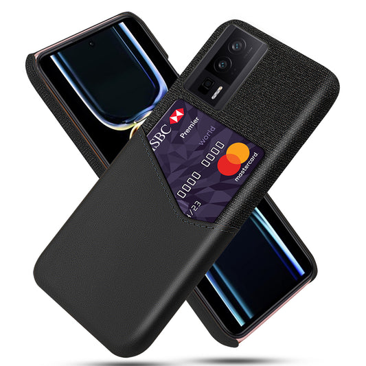 For Xiaomi Poco F5 Pro 5G / Redmi K60 Pro 5G / K60 5G PU Leather Coated PC Card Holder Case Cloth Texture Anti-Slip Phone Cover
