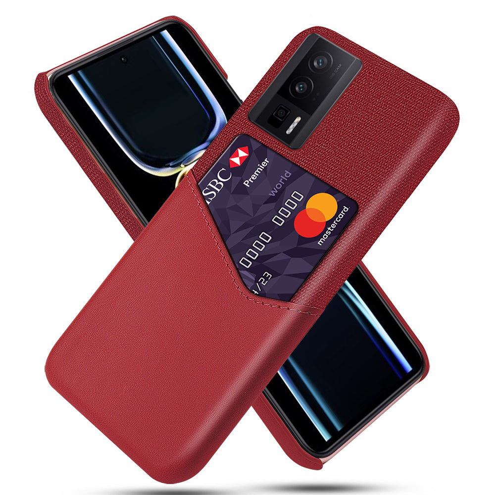 For Xiaomi Poco F5 Pro 5G / Redmi K60 Pro 5G / K60 5G PU Leather Coated PC Card Holder Case Cloth Texture Anti-Slip Phone Cover