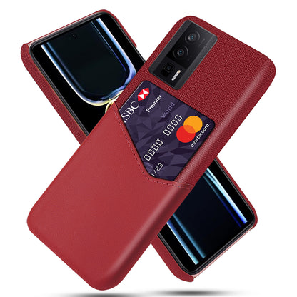 For Xiaomi Poco F5 Pro 5G / Redmi K60 Pro 5G / K60 5G PU Leather Coated PC Card Holder Case Cloth Texture Anti-Slip Phone Cover