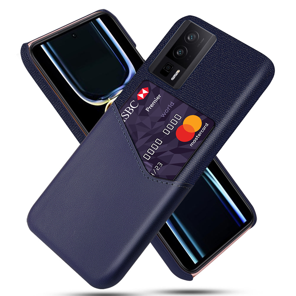 For Xiaomi Poco F5 Pro 5G / Redmi K60 Pro 5G / K60 5G PU Leather Coated PC Card Holder Case Cloth Texture Anti-Slip Phone Cover