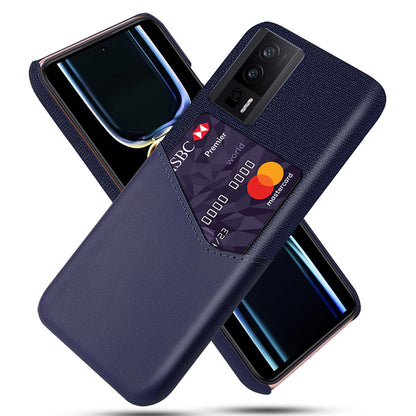 For Xiaomi Poco F5 Pro 5G / Redmi K60 Pro 5G / K60 5G PU Leather Coated PC Card Holder Case Cloth Texture Anti-Slip Phone Cover