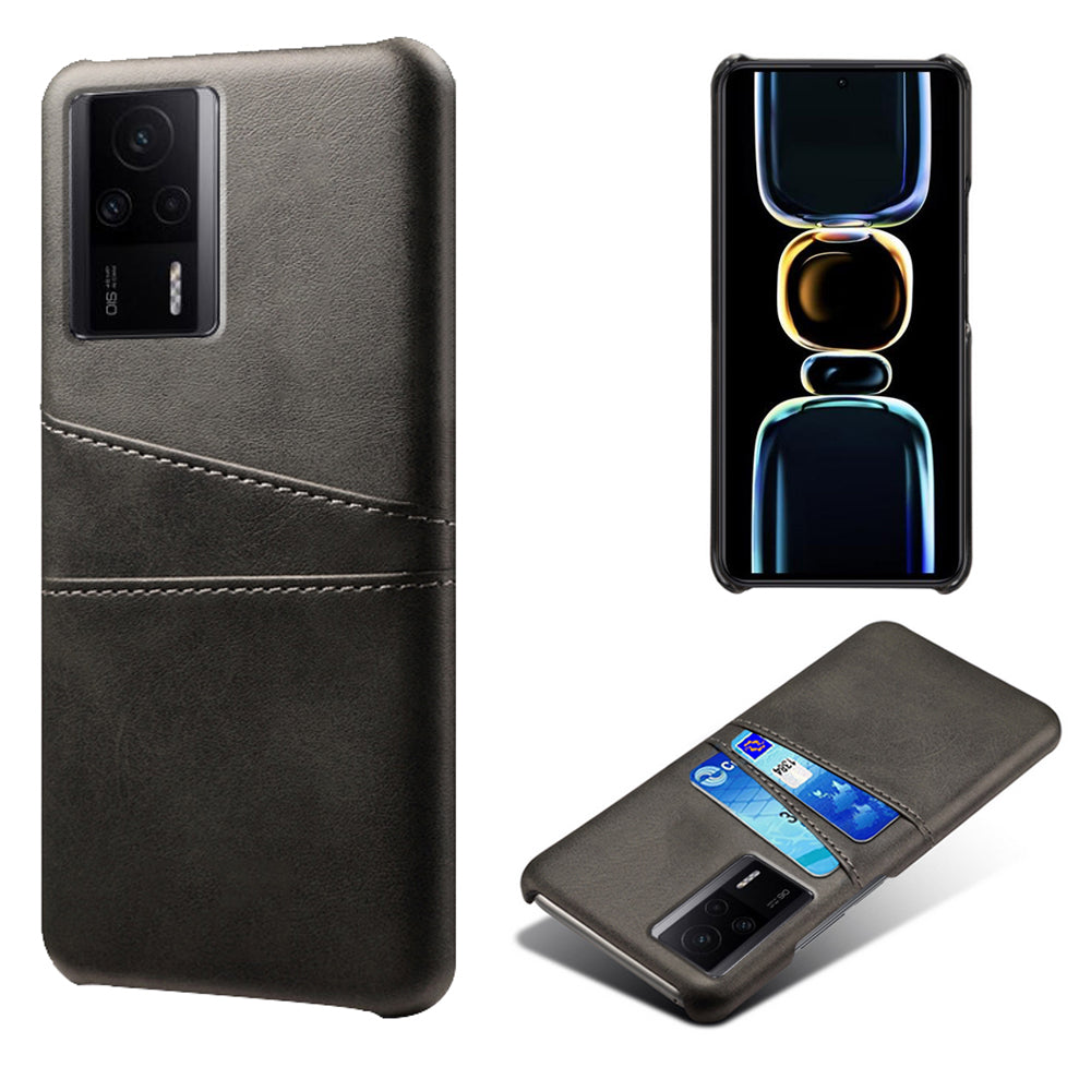 For Xiaomi Redmi K60E 5G Phone Case with 2 Card Slots Pocket PU Leather + Hard PC Protective Cover