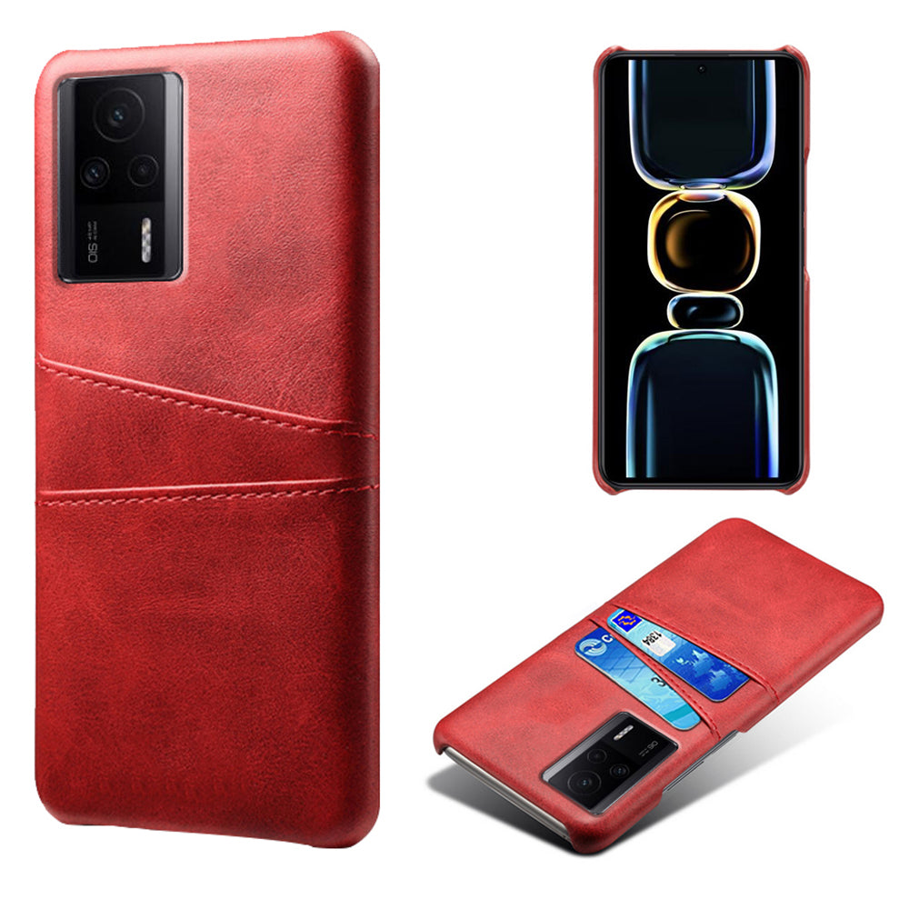 For Xiaomi Redmi K60E 5G Phone Case with 2 Card Slots Pocket PU Leather + Hard PC Protective Cover