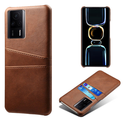 For Xiaomi Redmi K60E 5G Phone Case with 2 Card Slots Pocket PU Leather + Hard PC Protective Cover