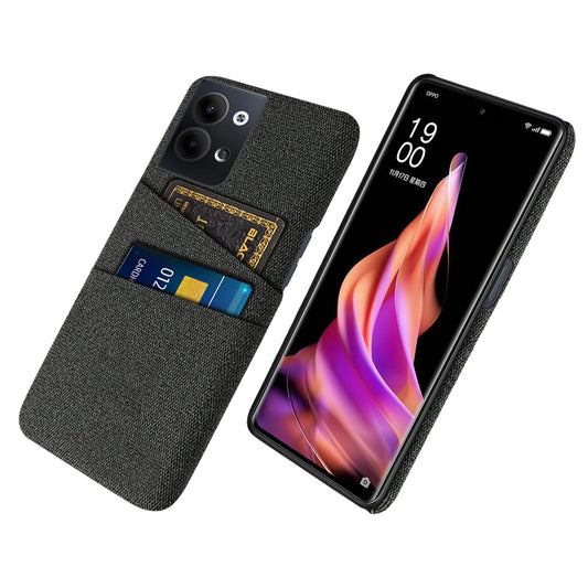 For Oppo Reno9 5G / Reno9 Pro 5G Protective Cover Hard PC + Cloth Phone Case with 2 Card Slots
