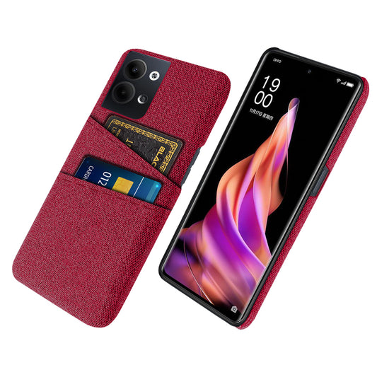 For Oppo Reno9 5G / Reno9 Pro 5G Protective Cover Hard PC + Cloth Phone Case with 2 Card Slots