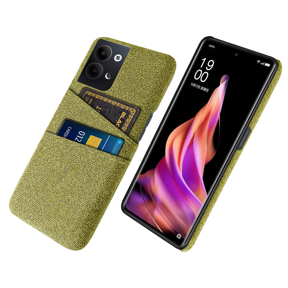 For Oppo Reno9 5G / Reno9 Pro 5G Protective Cover Hard PC + Cloth Phone Case with 2 Card Slots