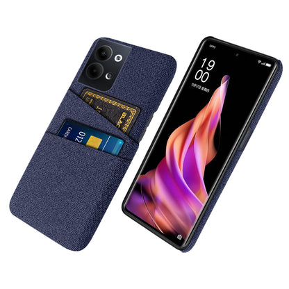 For Oppo Reno9 5G / Reno9 Pro 5G Protective Cover Hard PC + Cloth Phone Case with 2 Card Slots