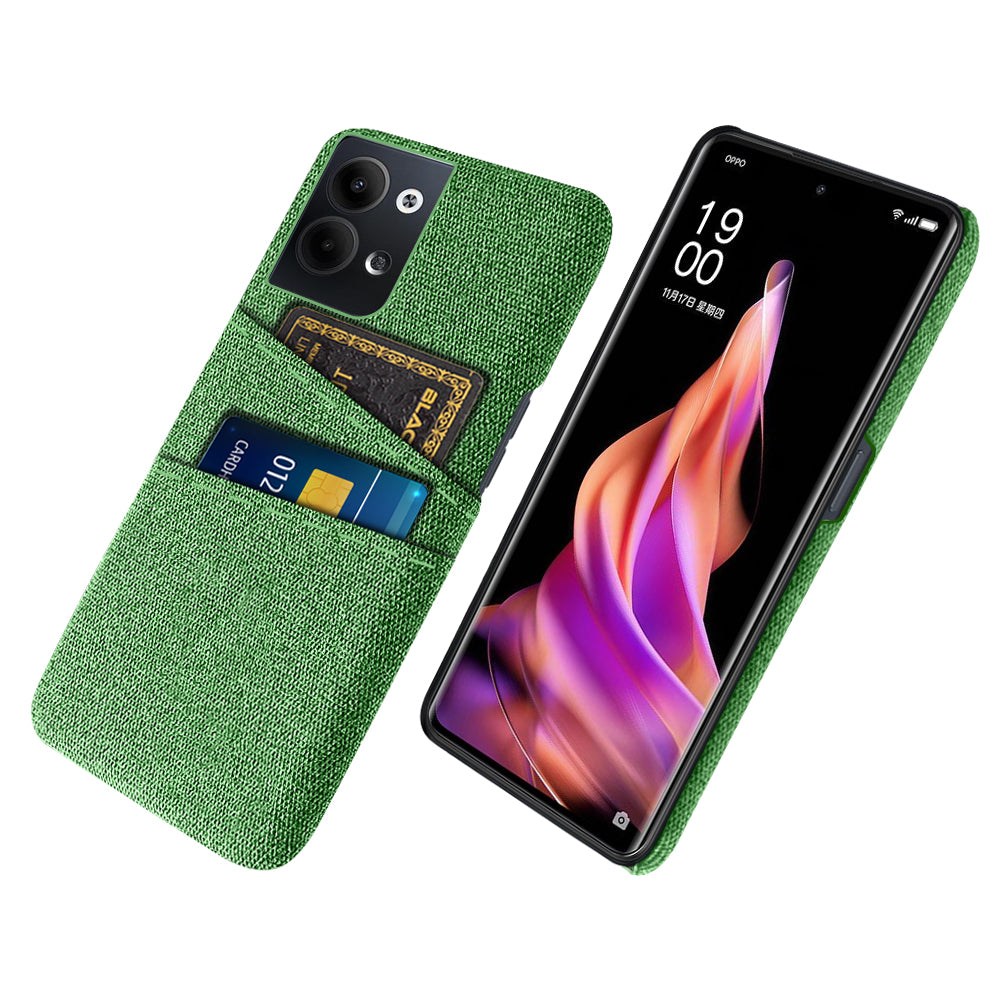 For Oppo Reno9 5G / Reno9 Pro 5G Protective Cover Hard PC + Cloth Phone Case with 2 Card Slots