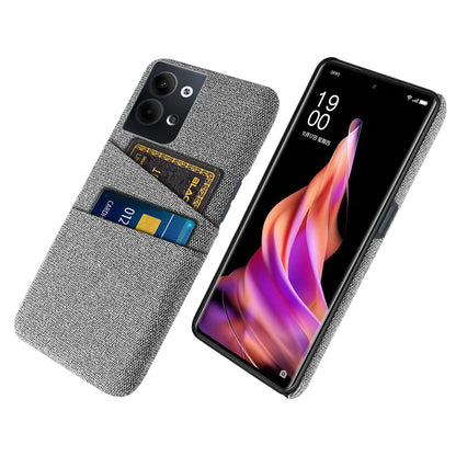 For Oppo Reno9 5G / Reno9 Pro 5G Protective Cover Hard PC + Cloth Phone Case with 2 Card Slots