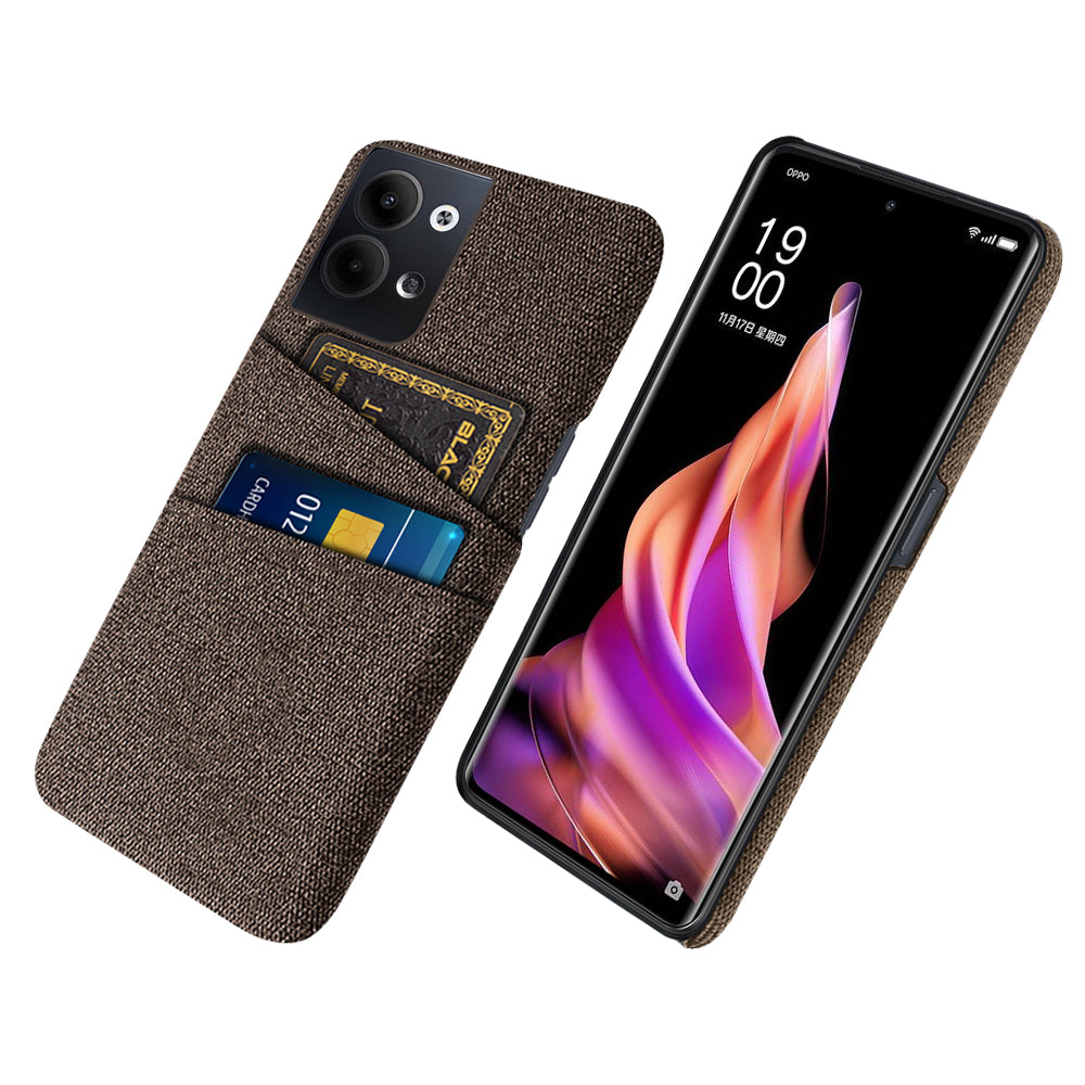 For Oppo Reno9 5G / Reno9 Pro 5G Protective Cover Hard PC + Cloth Phone Case with 2 Card Slots