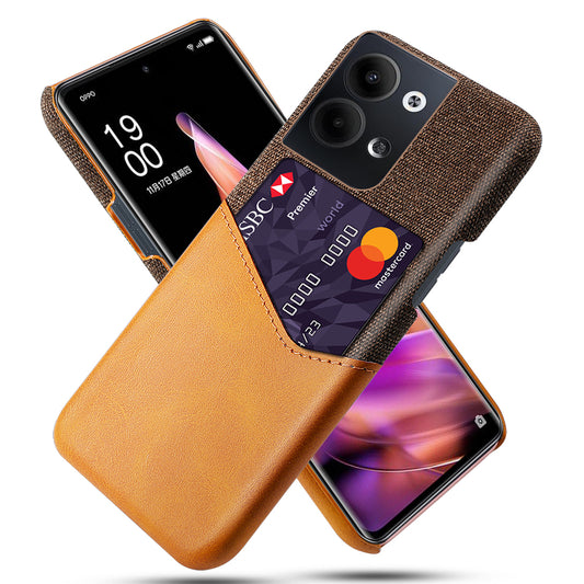 For Oppo Reno9 5G / Reno9 Pro 5G Cloth Texture Phone Case Card Holder PU Leather Coated PC Cover